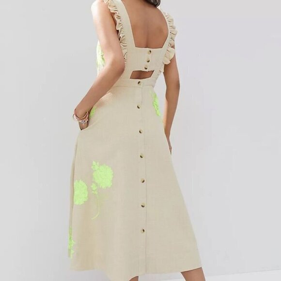 NWT Anthropologie Floral Embroidered Midi Dress Size 2 - Picture 3 of 16